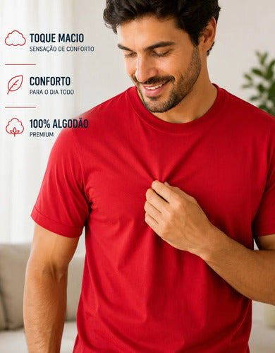 Camiseta Básica Masculina Algodão Slim Blusa Premium Lisa