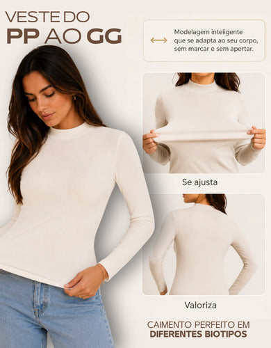 Blusa Térmica Flanelada Feminina Manga Longa Segunda Pele Be