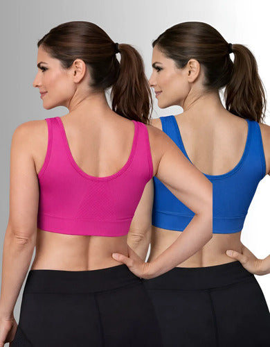 Kit 2 Top Esportivo Feminino Zíper Frontal Com Bojo Academia
