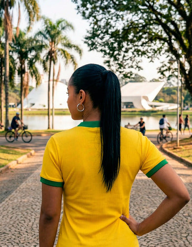 Camiseta Baby Look Blusa Feminina Manga Curta Brasil Seleção