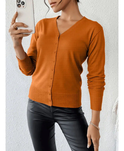 Blusa Cardigan Tricot Casaquinho Modal Com Botões Feminina