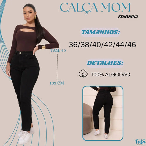 Calça Jeans Mom Feminina Cintura Alta Conforto E Estilo
