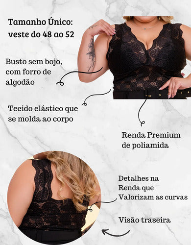 Top Cropped Plus Size Renda Sexy Tamanho Grande (lia)