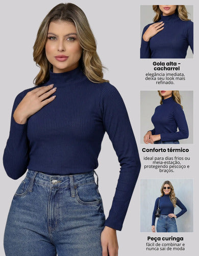 Blusa Cacharrel Segunda Pele Gola Alta Confortável Casual