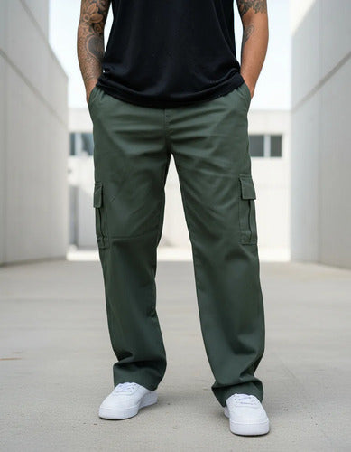 Calça Cargo Masculina Feminina Skate Larga Cordão Elástico