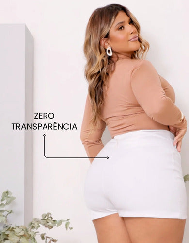 Short Saia Plus Size Cintura Alta Alfaiataria Premium Atual