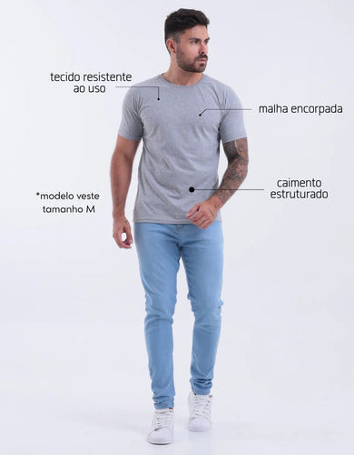 Camiseta Básica Masculina Algodão Slim Blusa Premium Lisa