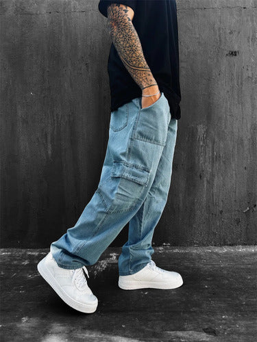 Calça Cargo Masculina Feminina Skate Larga Cordão Elástico