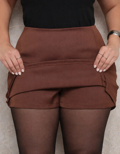 Short Saia Alfaiataria Plus Size Feminino Fenda Inverno