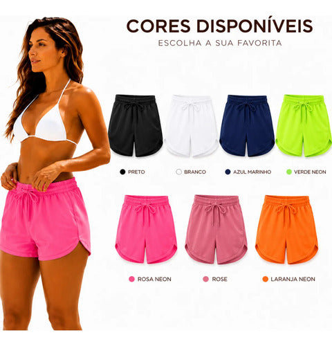 Kit 3 Short Feminino Tactel Academia Praia Piscina Verão