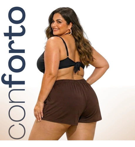 Short Feminino Soltinho Plus Size Saída De Praia Elastano