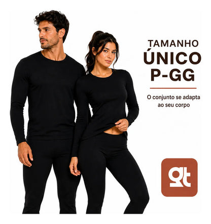 Conjunto Segunda Pele Térmica Flanelado Frio Intenso Preto