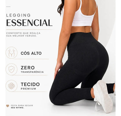 Calça Legging Canelada Feminina Academia Sem Costura Fitness