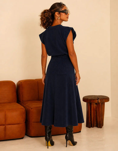 Conjunto Feminino Blusa Saia Veludo Cotelê Inverno Quentinho