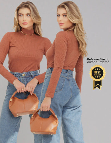 Blusa Cacharrel Segunda Pele Gola Alta Confortável Casual