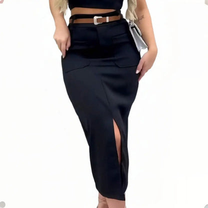 Saia De Alfaiataria Midi Moda Evangélica Brinde Cinto Couro