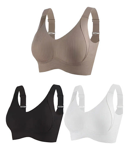 Sutiã Top Feminino Sem Costura Com Alças Reguláveis Kit 3