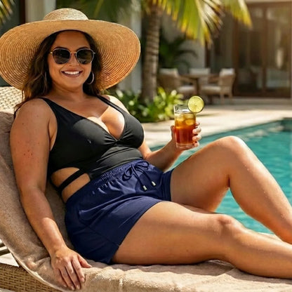 Short Feminino Soltinho Plus Size Saída De Praia Elastano