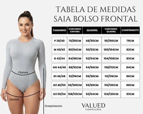 Saia De Alfaiataria Midi Moda Evangélica Brinde Cinto Couro