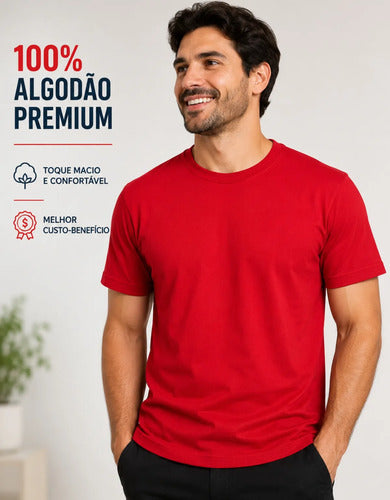 Camiseta Básica Masculina Algodão Slim Blusa Premium Lisa