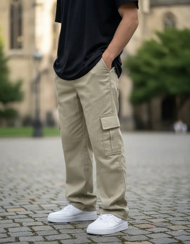Calça Cargo Masculina Feminina Skate Larga Cordão Elástico