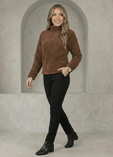 Blusa Feminina Cacharrel Casaco Teddy Gola Alta Inverno