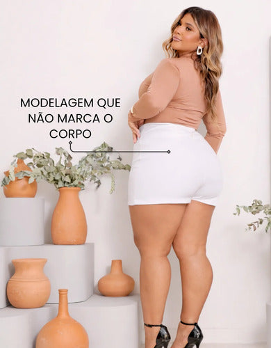 Short Saia Plus Size Cintura Alta Alfaiataria Premium Atual