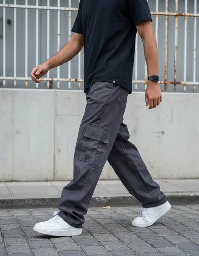 Calça Cargo Masculina Feminina Skate Larga Cordão Elástico