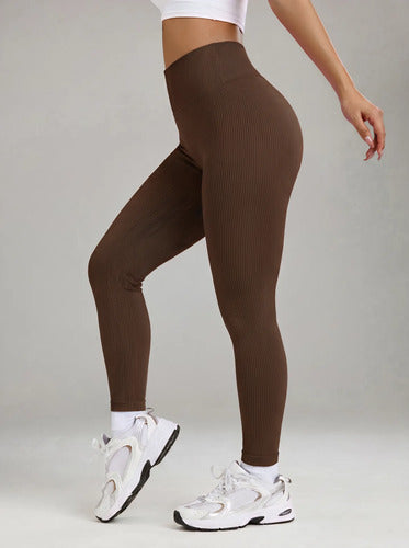 Calça Legging Canelada Feminina Academia Sem Costura Fitness