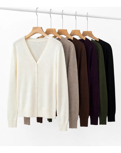Blusa Cardigan Tricot Casaquinho Modal Com Botões Feminina