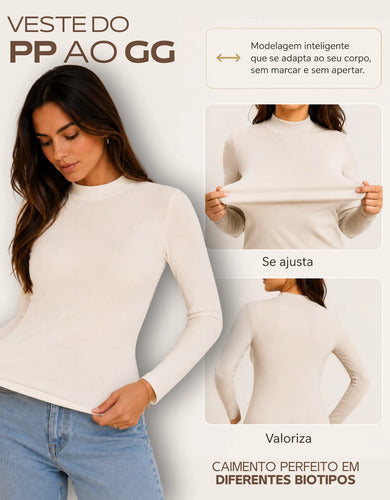 Blusa Térmica Flanelada Feminina Manga Longa Segunda Pele Be