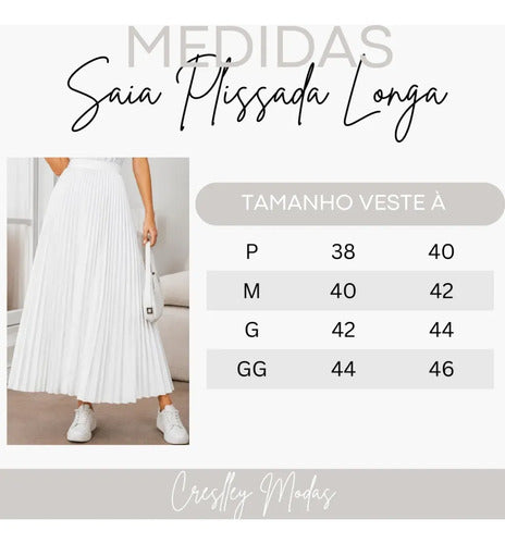 Saia Longa Feminina Plissada Cintura Alta Moda Evangélica