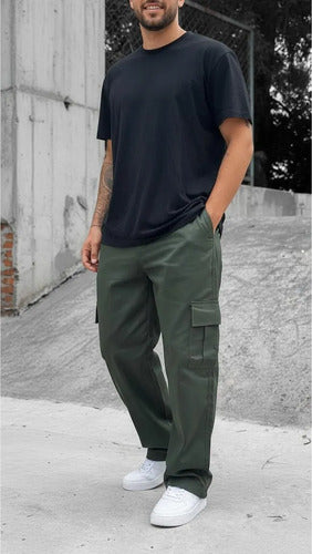 Calça Cargo Masculina Feminina Skate Larga Cordão Elástico