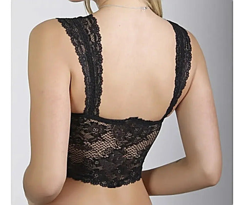 Cropped De Renda Meia Taça Alça Rendada Eleva Seio Plus Size