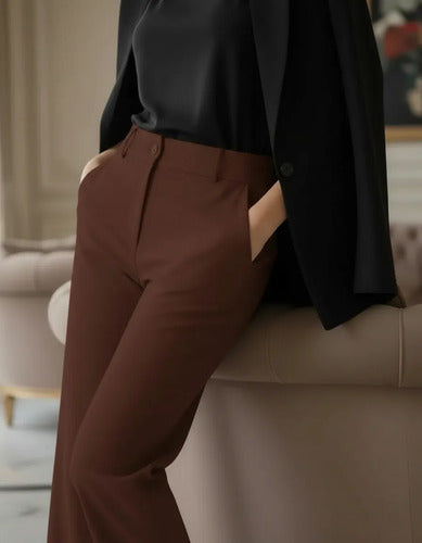 Calça Pantalona Alfaiataria Feminina Cintura Alta Social