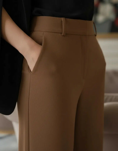 Calça Pantalona Alfaiataria Feminina Cintura Alta Social