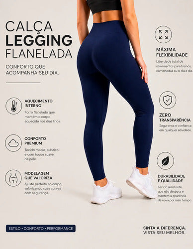 Calça Legging Flanelada Térmica Peluciada Inverno Forrada