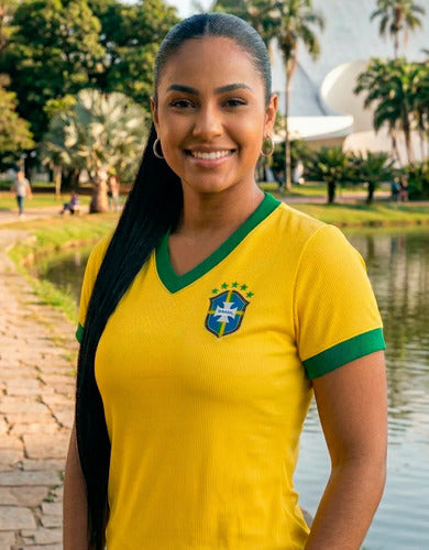 Camiseta Baby Look Blusa Feminina Manga Curta Brasil Seleção