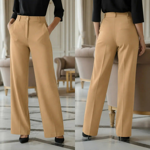 Calça Pantalona Alfaiataria Feminina Cintura Alta Social