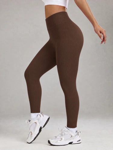 Calça Legging Canelada Feminina Academia Sem Costura Fitness