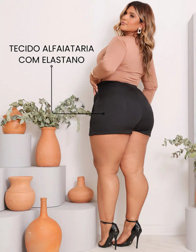 Short Saia Plus Size Cintura Alta Alfaiataria Premium Atual
