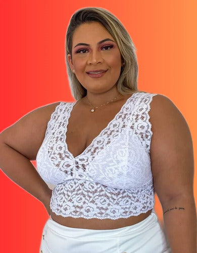 Top Cropped Plus Size Renda Sexy Tamanho Grande (lia)