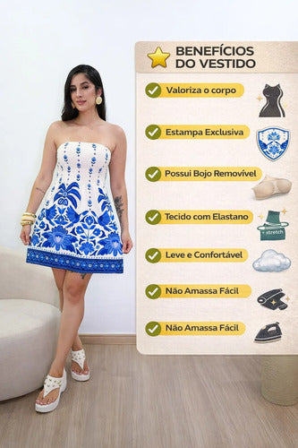 Vestido Curto Tomara Que Caia Feminino Verão Praia Floral