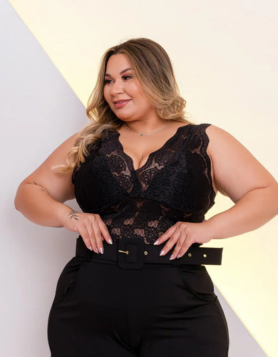 Top Cropped Plus Size Renda Sexy Tamanho Grande (lia)