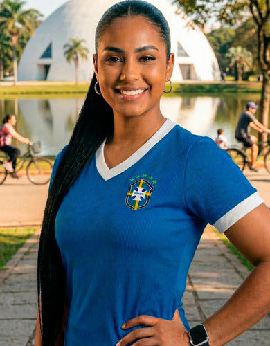 Camiseta Baby Look Blusa Feminina Manga Curta Brasil Seleção