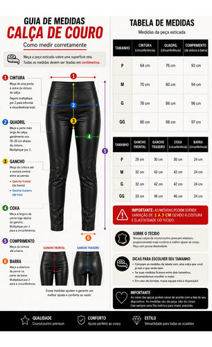 Calça Couro Fake Courino Preta Modeladora Flanelada Premium