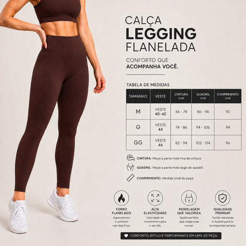 Calça Legging Flanelada Térmica Peluciada Inverno Forrada