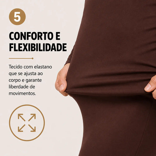 Calça Flare Flanelada Suplex Térmica Cintura Alta Grossa