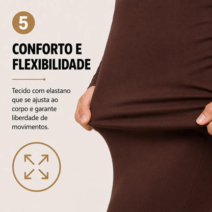 Calça Flare Flanelada Suplex Térmica Cintura Alta Grossa