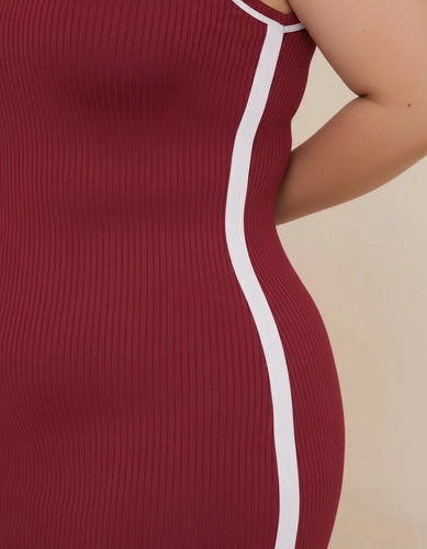 Vestido Midi Canelado Plus Premium Casual Básico Modelador